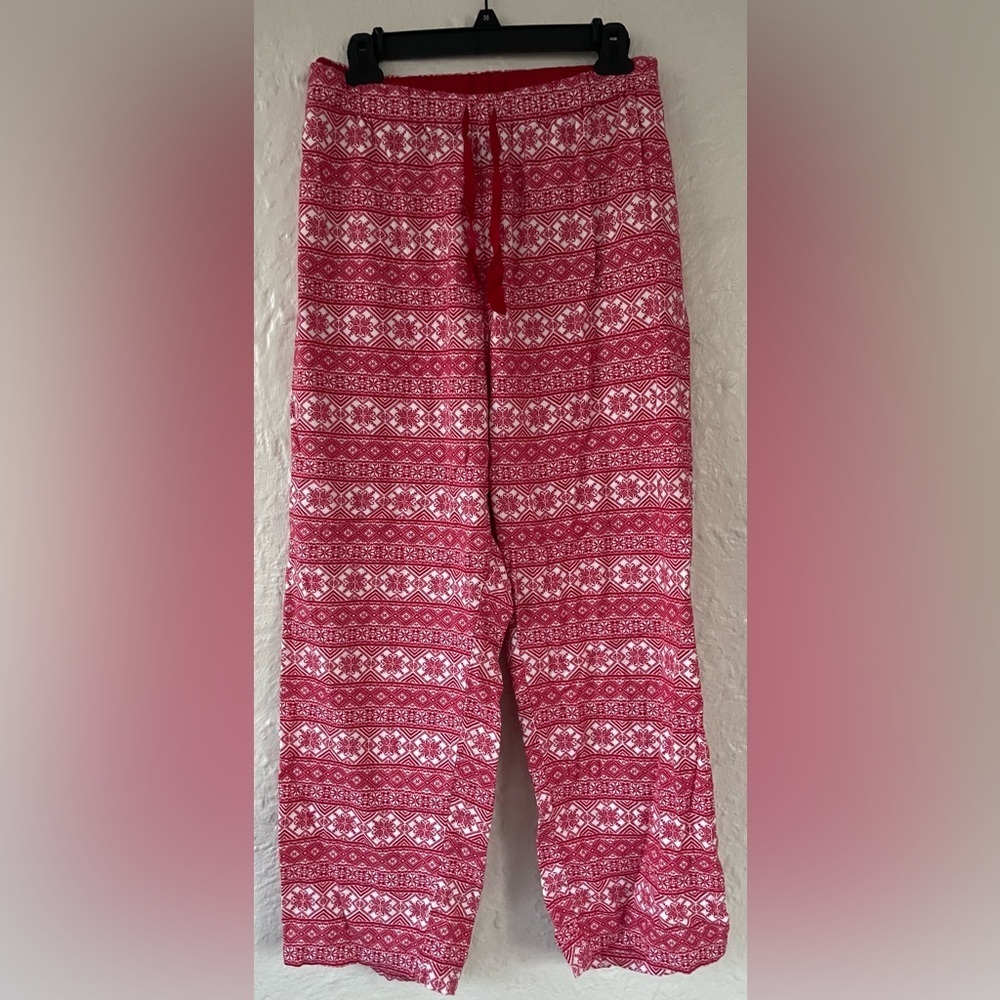 Lands End 100% cotton red/white snowflake pattern pajama pants, drawstring ; 3X